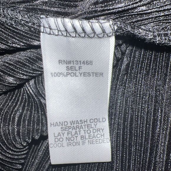 Fate by LFD Black Ribbed Textured Jumpsuit Romper Sz S Stretch Wide Leg Flowy - Picture 11 of 12